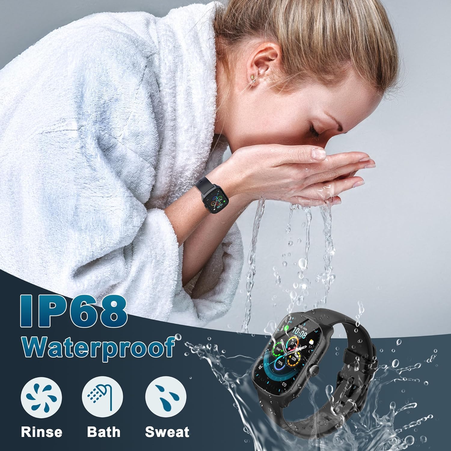 Smart Watch for Men Women, 1.95'' HD Curved Screen Smartwatch(Answer/Make Call), Fitness Tracker with 112 Sport Modes, IP68 Waterproof Fitness Watch with Heart Rate/Sleep Monitor/Pedometer/Calories