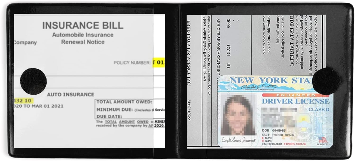 Car Registration and Insurance Card Holder, Vehicle Glove Box Car Organizer, Interior Car Accessories for Documents, Cards, License - 2 Pack